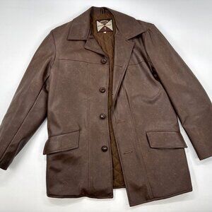 Vintage 70s Weather-Gay Faux Leather Coat Mens 36 Large Jacket Quilted Mob Retro